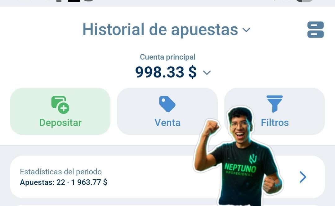 Balance de $998 USD en cuenta 1xBet